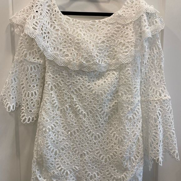 Boston Proper off the shoulder white eyelet mini dress by INA lined size… - Picture 6 of 10